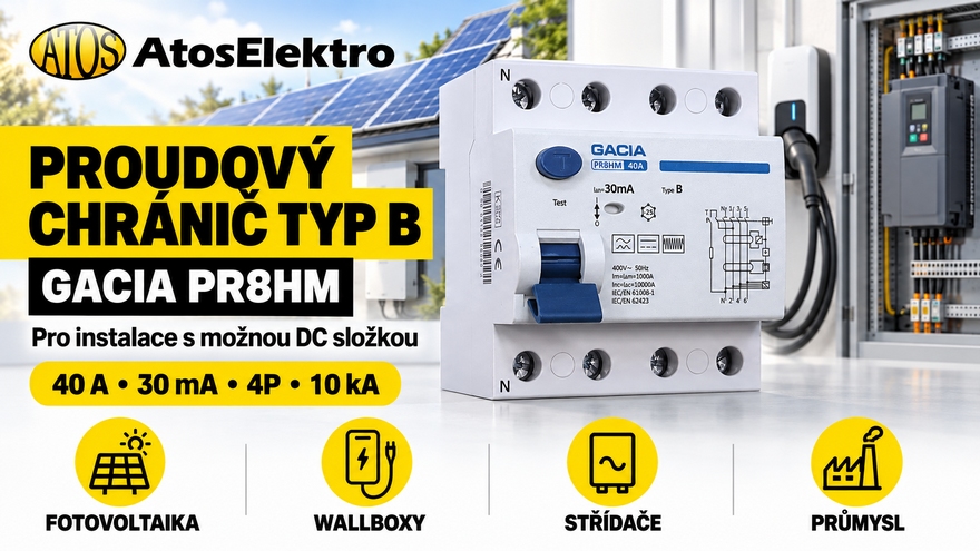 Proudový chránič GACIA PR8HM typ B /40A/30mA/4P/10kA